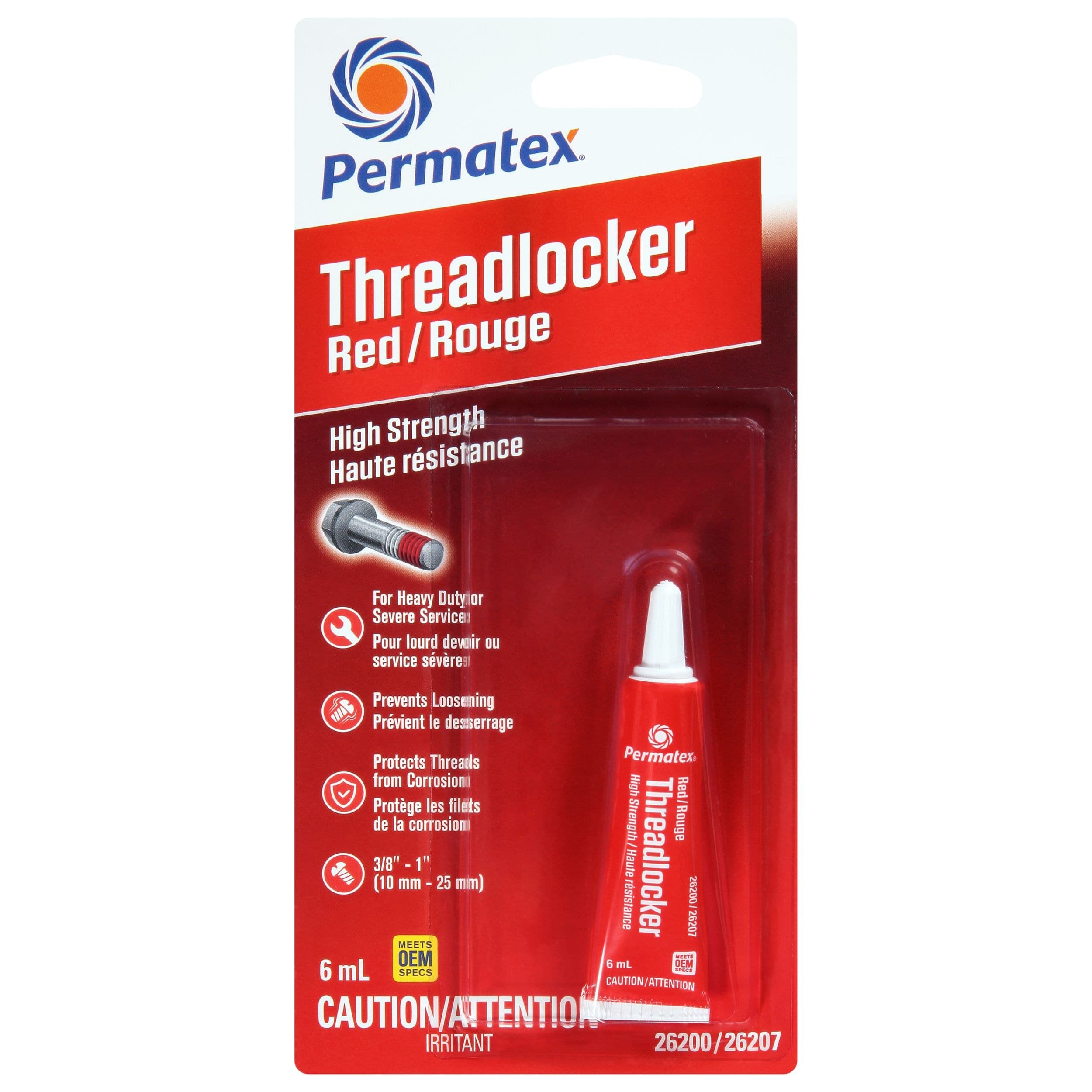 Permatex® 26207 High-Strength 262 Threadlocker, Red, 6-mL