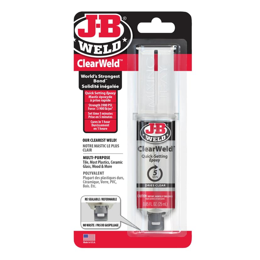 J-B Weld ClearWeld Quick-Setting Epoxy, Syringe, 25-mL