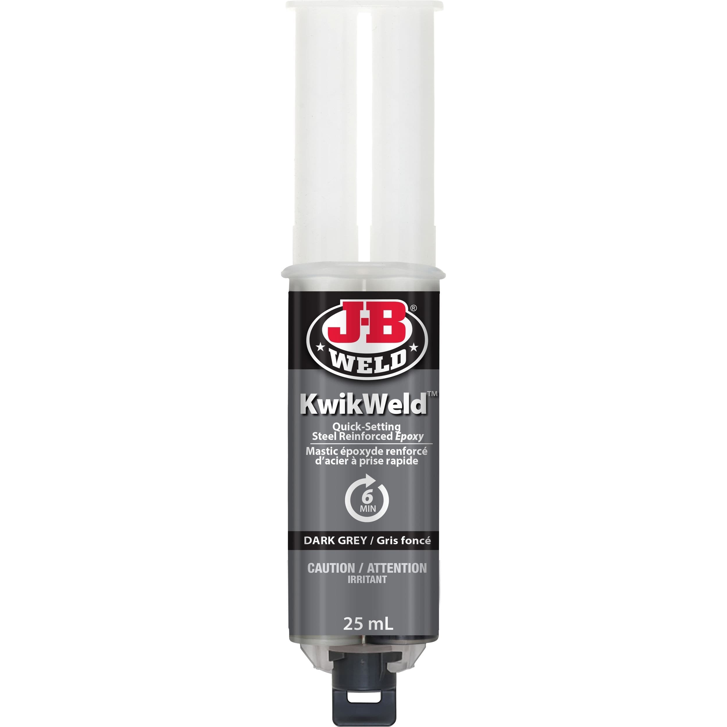 JB Weld Kwik Weld Quick Setting Steel Reinforced Epoxy Syringe, 2-pk, Dark Grey, 25-mL