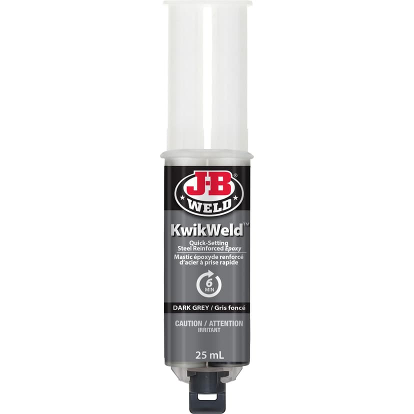 JB Weld Kwik Weld Quick Setting Steel Reinforced Epoxy Syringe, 2-pk, Dark Grey, 25-mL
