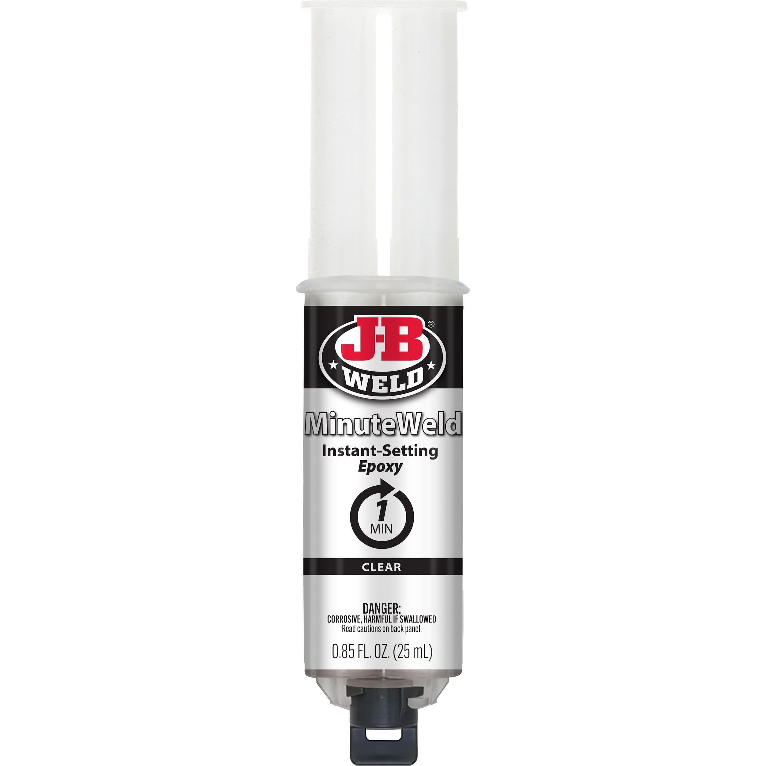 J-B Weld Minute Weld Instant Epoxy Syringe, 50101, Clear, 25-mL