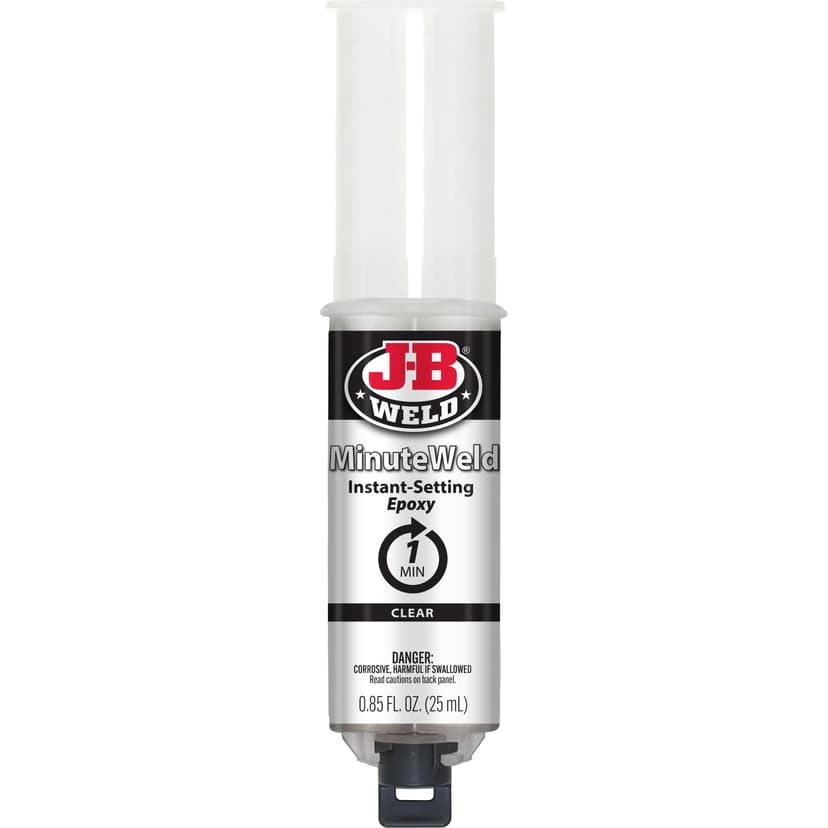 J-B Weld Minute Weld Instant Epoxy Syringe, 50101, Clear, 25-mL