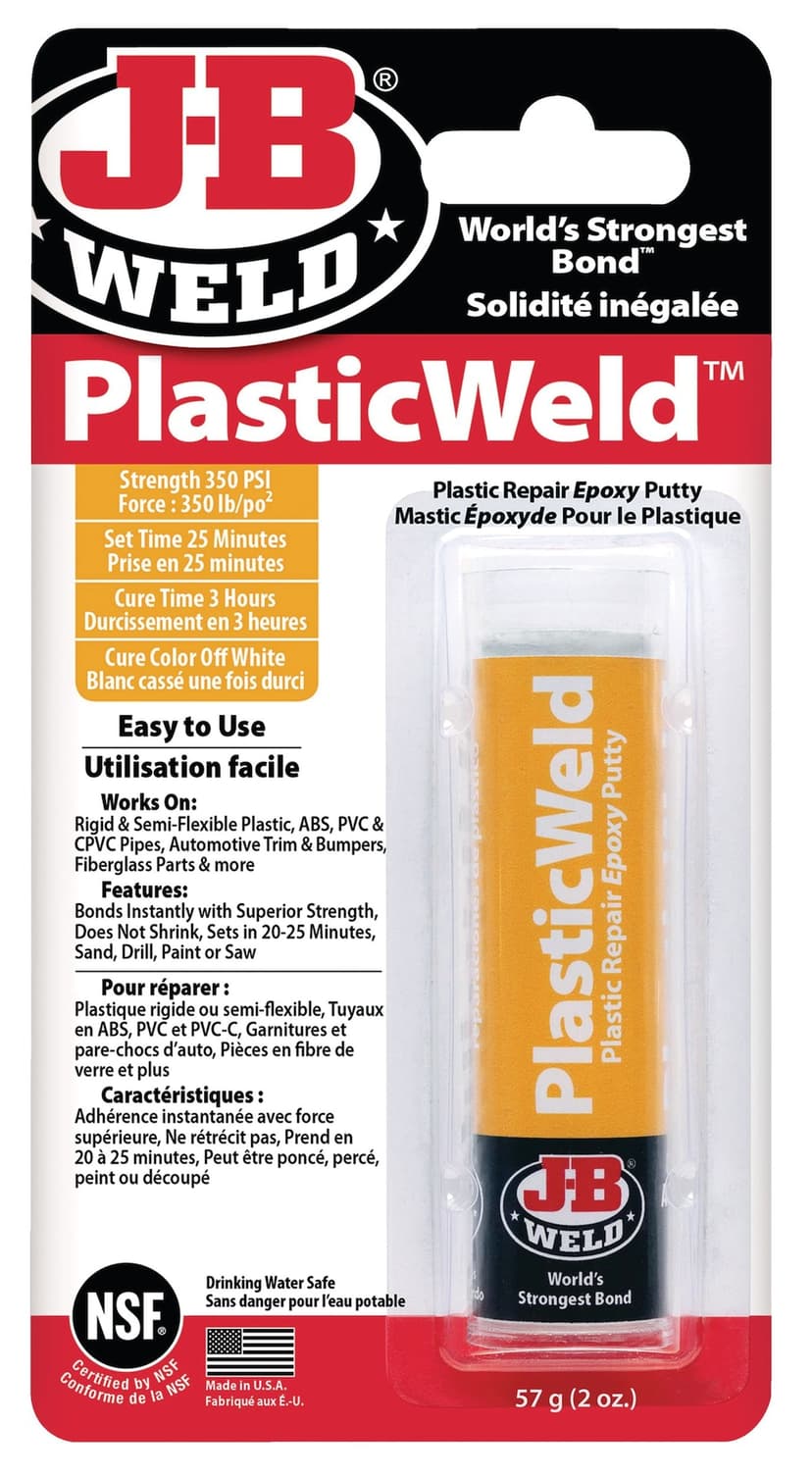 JB Weld Plastic Weld Repair Epoxy Putty Stick, 57-g