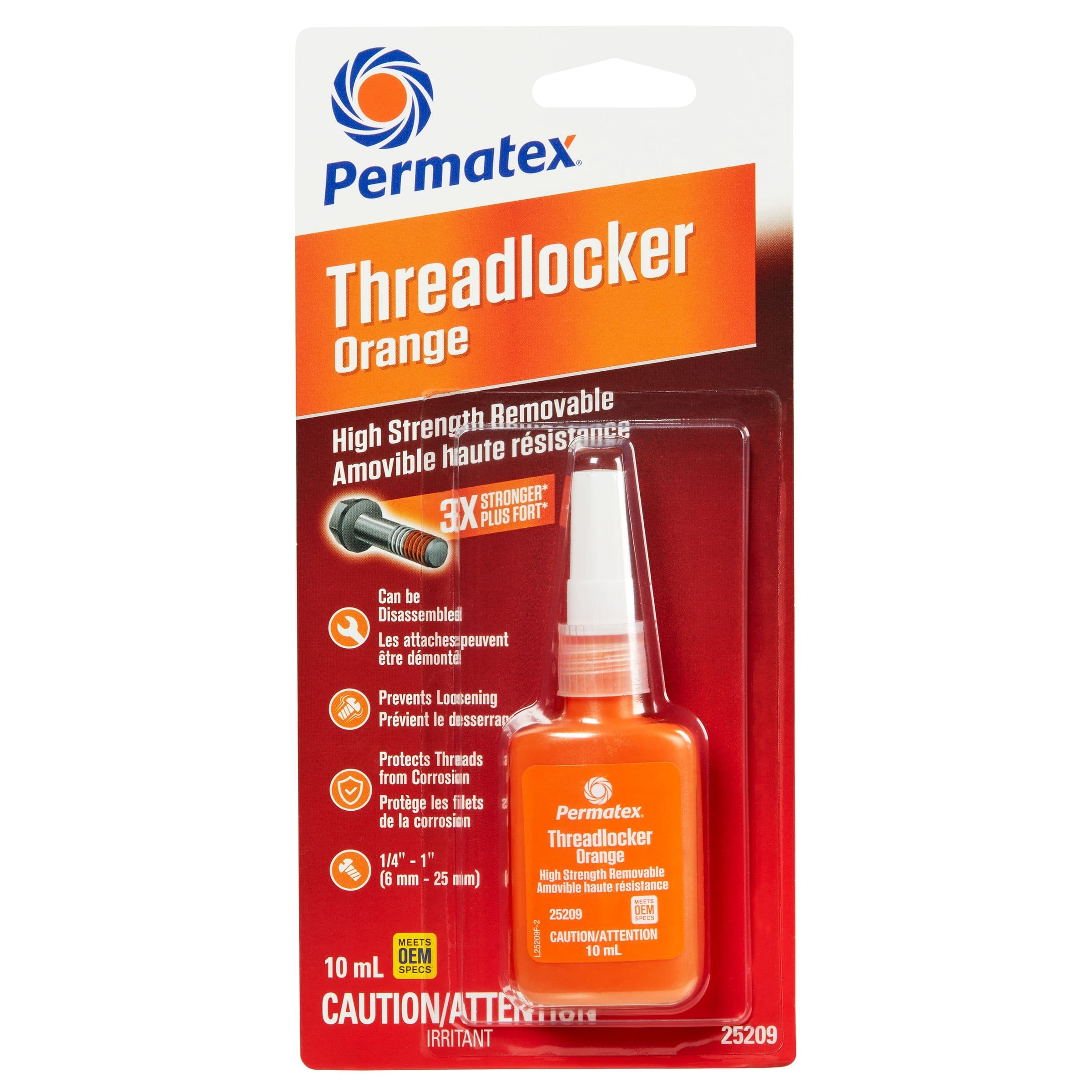 Permatex® Hybrid Strength Removable Threadlocker, Orange, 10-mL