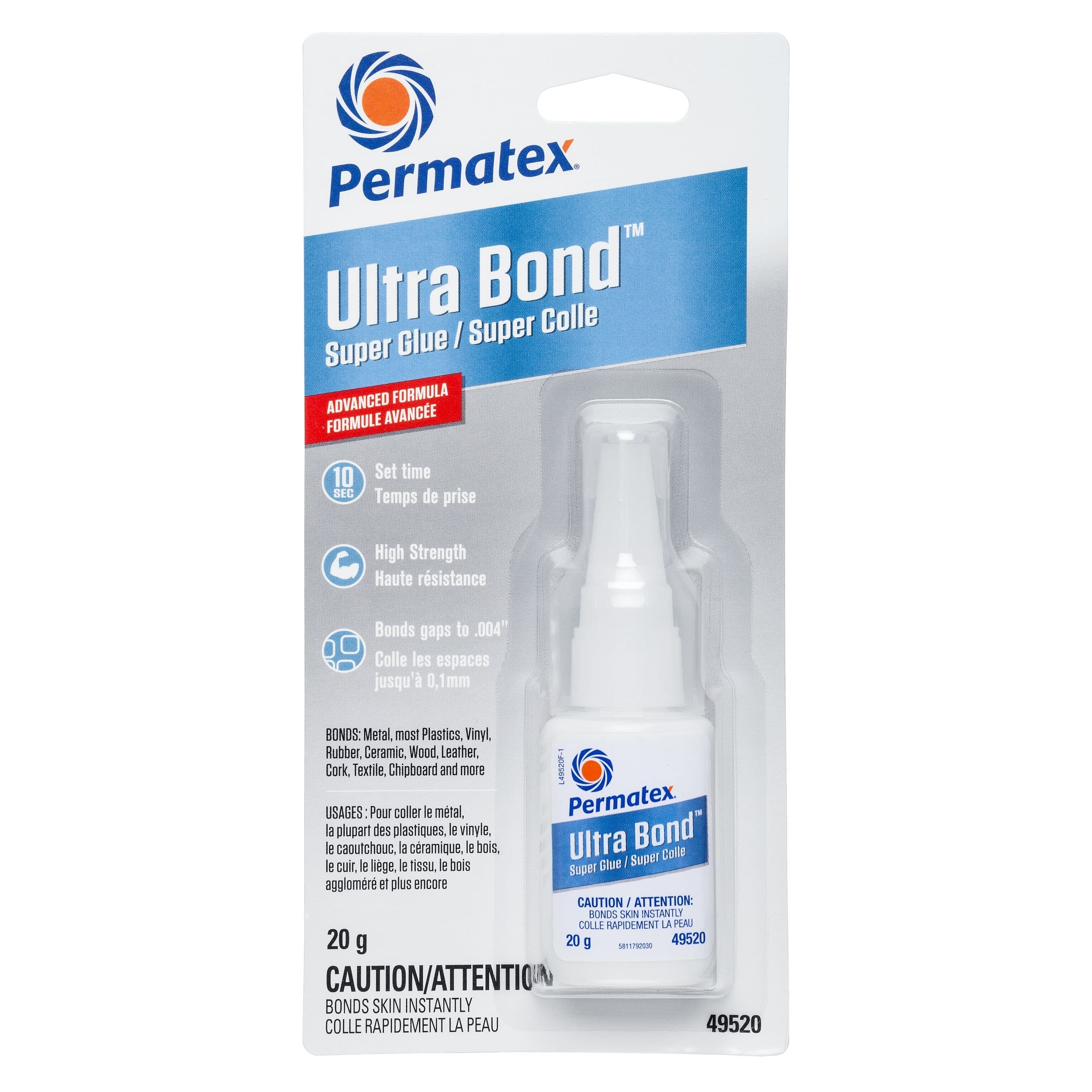 Permatex® 49250 Ultra Bond Fast Drying Super Glue Adhesive, 20-g