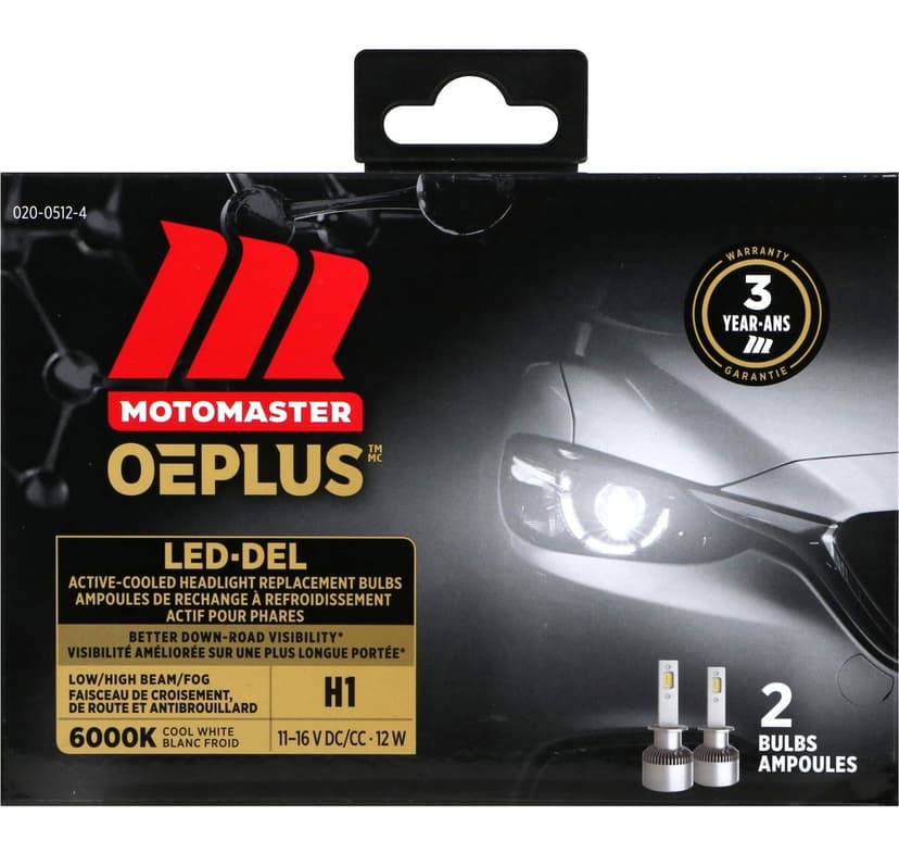 MotoMaster H1 OEPLUS® LED Headlight Bulb, 6000k Cool White Light, 2-pk
