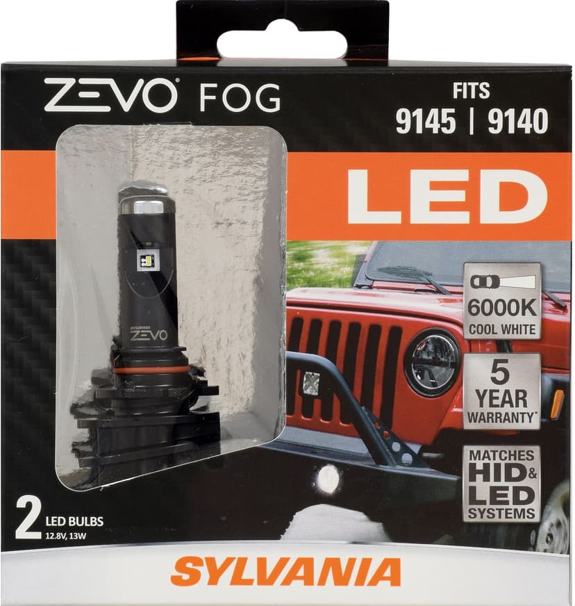 9145/9140 Sylvania LED Fog Lights, 6000k Cool White Light, 2-pk