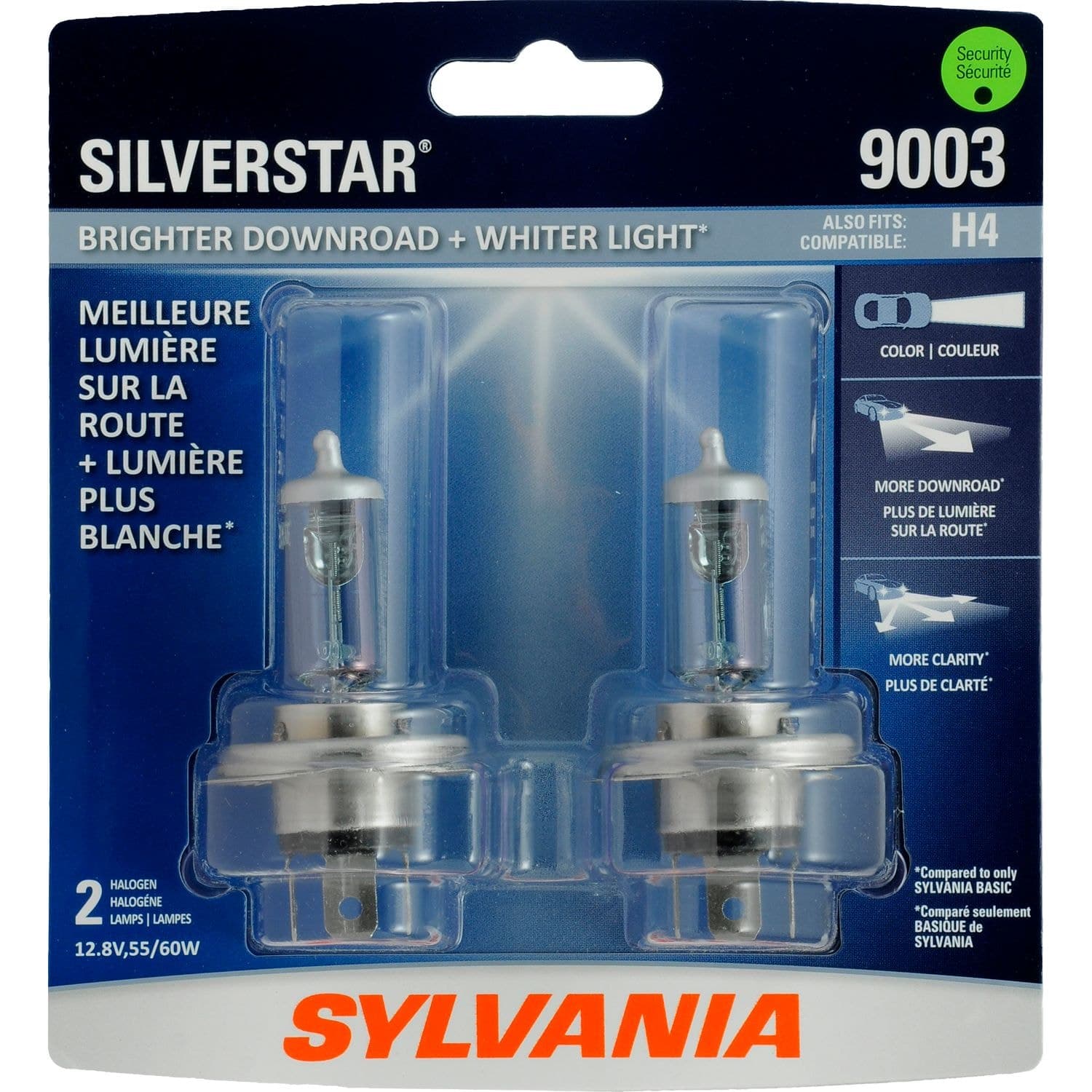 Sylvania 9003 SilverStar® Halogen Headlight Bulb, High-Performance, 2-pk
