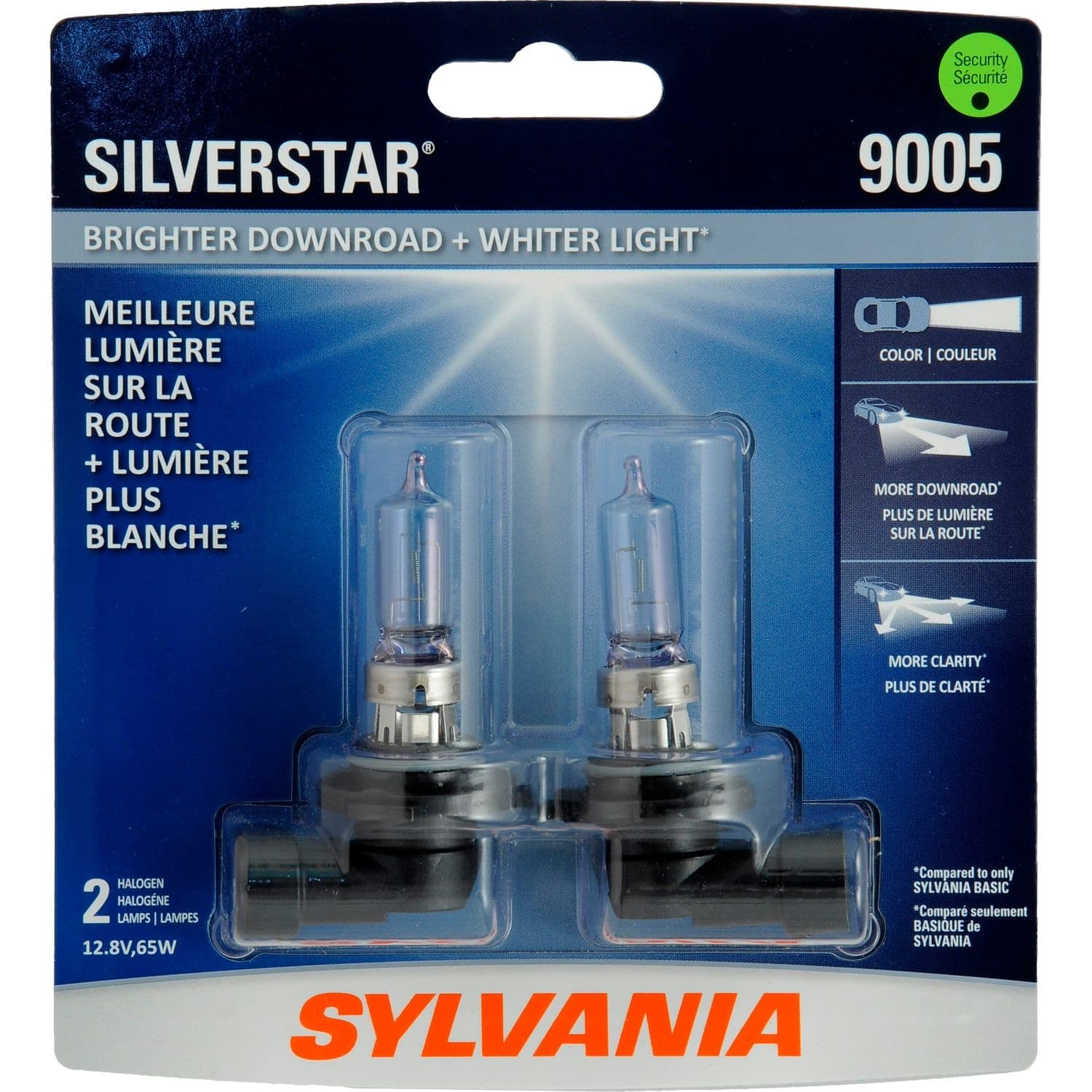 Sylvania 9005 SilverStar® Halogen Headlight Bulb, High-Performance, 2-pk