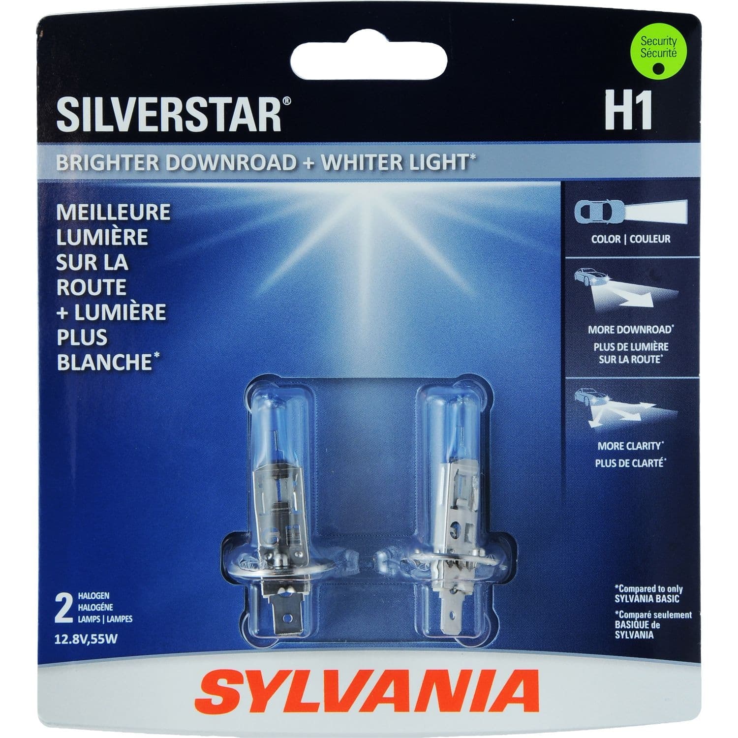 Sylvania H1 SilverStar® Halogen Headlight Bulb, High-Performance, 2-pk