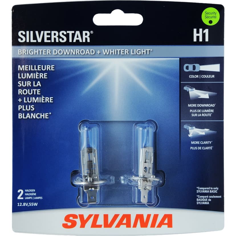 Sylvania H1 SilverStar® Halogen Headlight Bulb, High-Performance, 2-pk