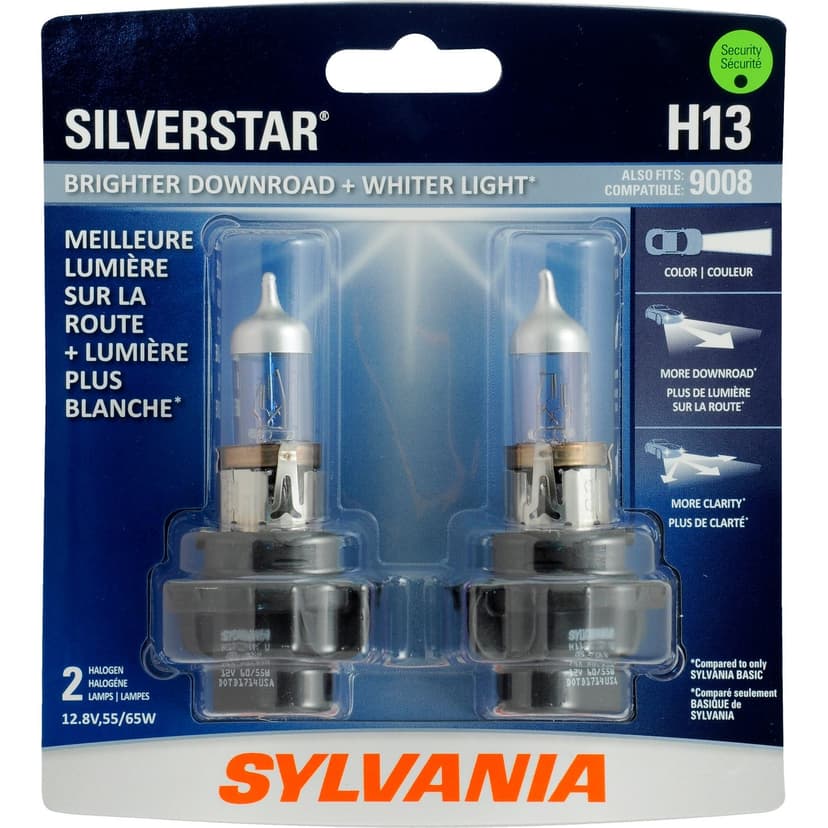 Sylvania H13 SilverStar® Halogen Headlight Bulb, High-Performance, 2-pk