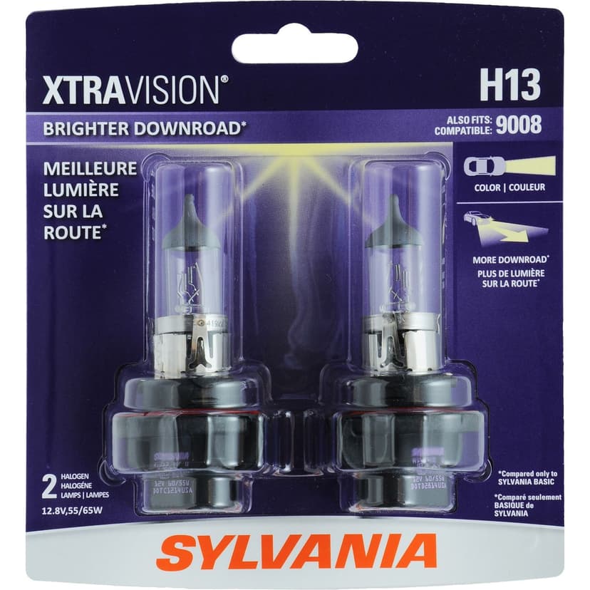 SYLVANIA H13 XtraVision Halogen Headlight Bulb, 2 Pack