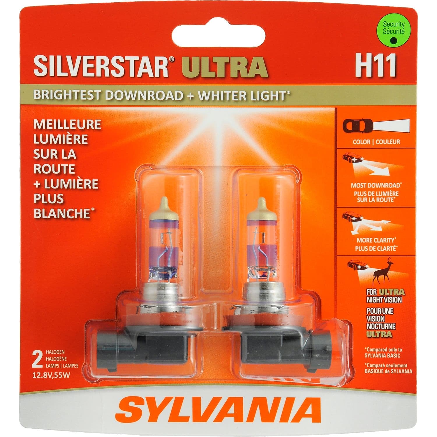 Sylvania H11 SilverStar® ULTRA Performance Halogen Headlight Bulb, 2-pk