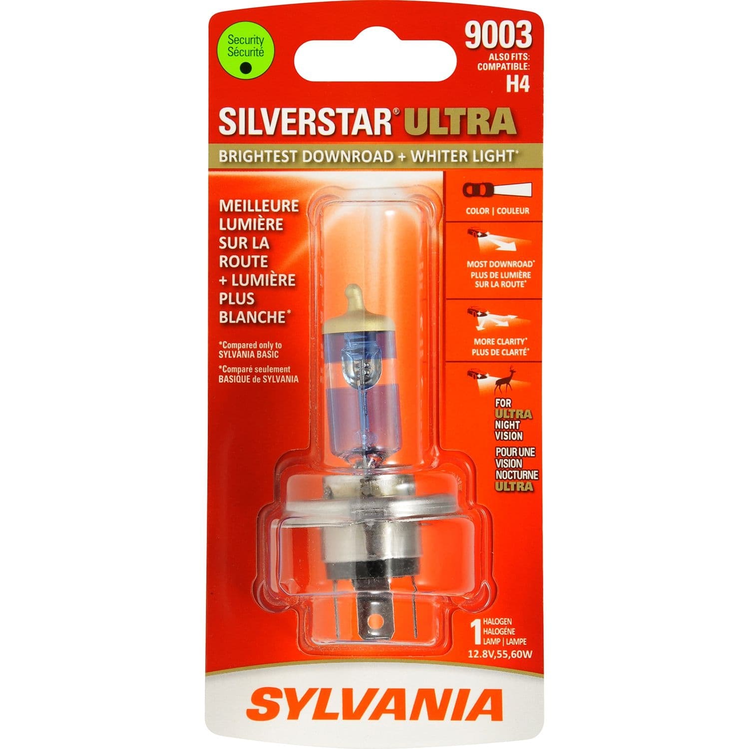 Sylvania 9003 SilverStar® ULTRA Halogen Headlight Bulb, Whiter Light, 1-pk