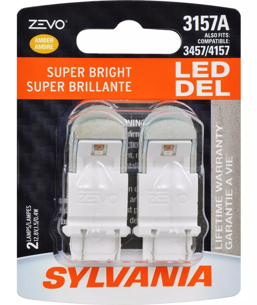 SYLVANIA 3157A AMBER ZEVO LED Mini, 2 Pack