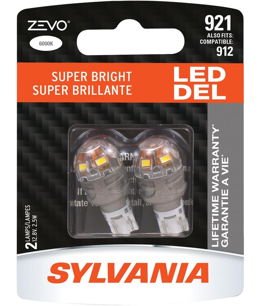 SYLVANIA ZEVO® 921 LED Mini Bulb, Super Bright, 2-pk