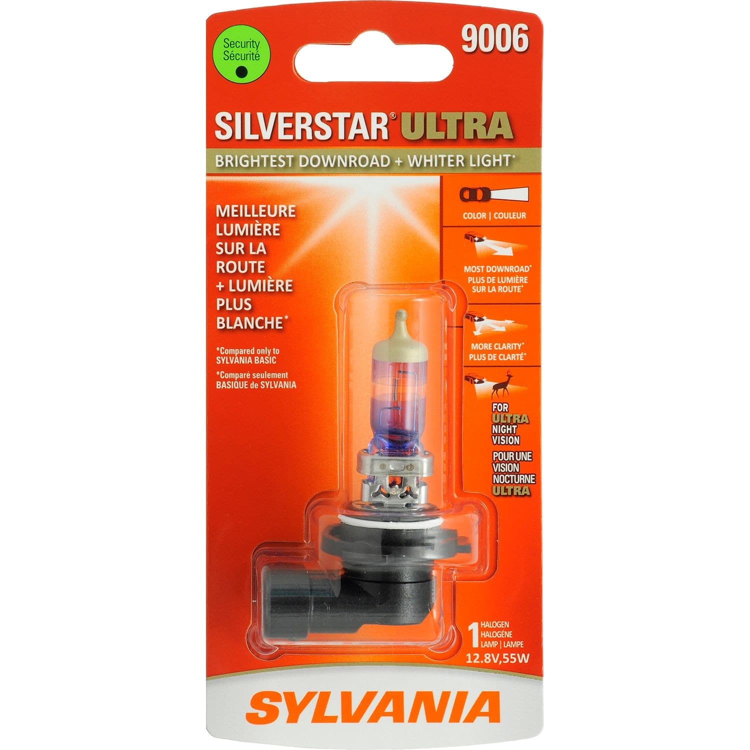 Sylvania 9006 SilverStar® ULTRA Halogen Headlight Bulb, White Light, 1-pk
