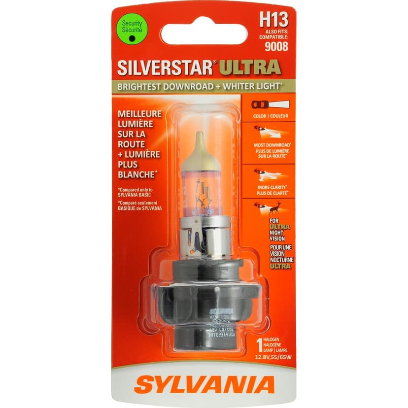 Sylvania H13 SilverStar® ULTRA Halogen Headlight Bulb, Whiter Light, 1-pk