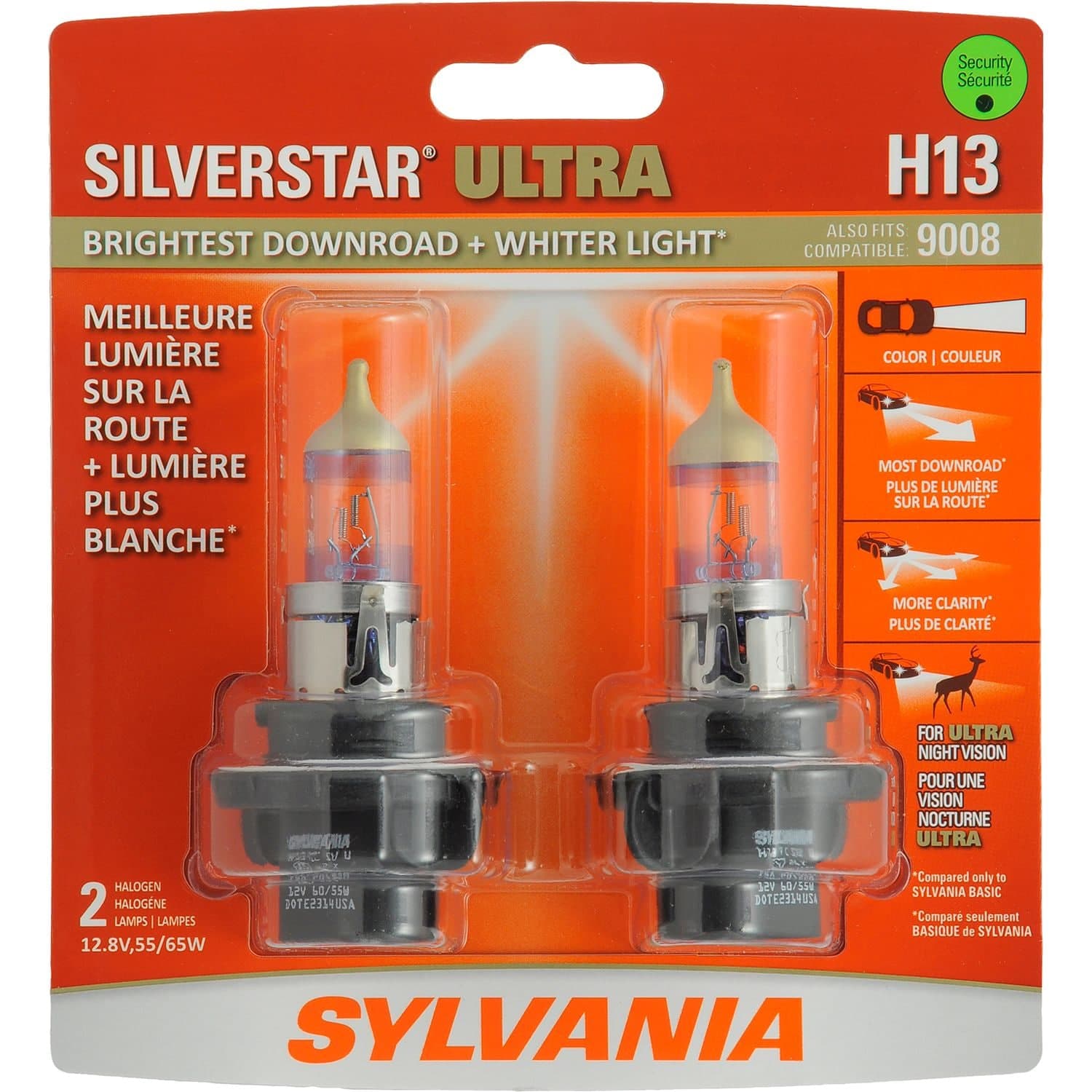 Sylvania H13 SilverStar® ULTRA Performance Halogen Headlight Bulb, 2-pk