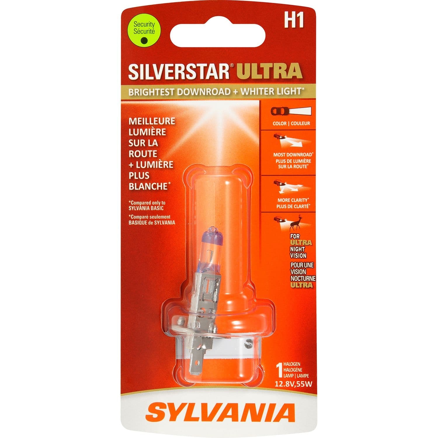 H1 Sylvania SilverStar® ULTRA Halogen Headlight Bulb, Whiter Light, 1-pk