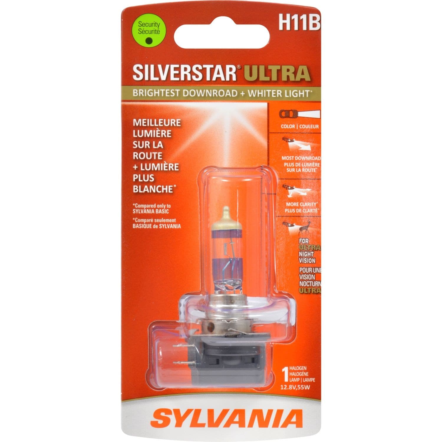 Sylvania H11 SilverStar® ULTRA Halogen Headlight Bulb, White Light, 1-pk