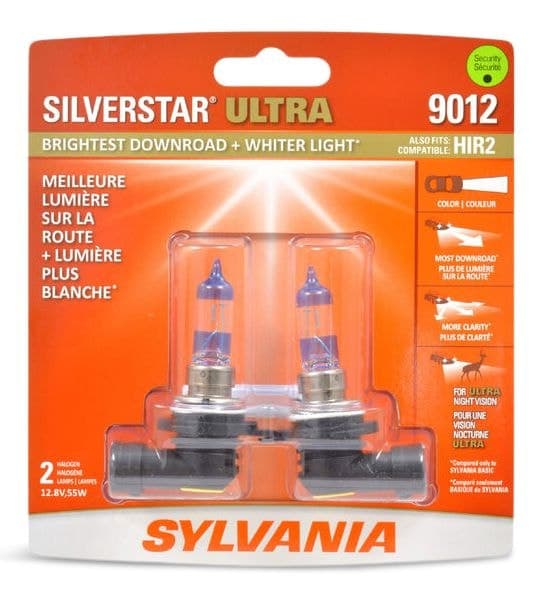 Sylvania 9012 SilverStar Ultra Halogen Automotive Headlight Bulbs, 2-pk