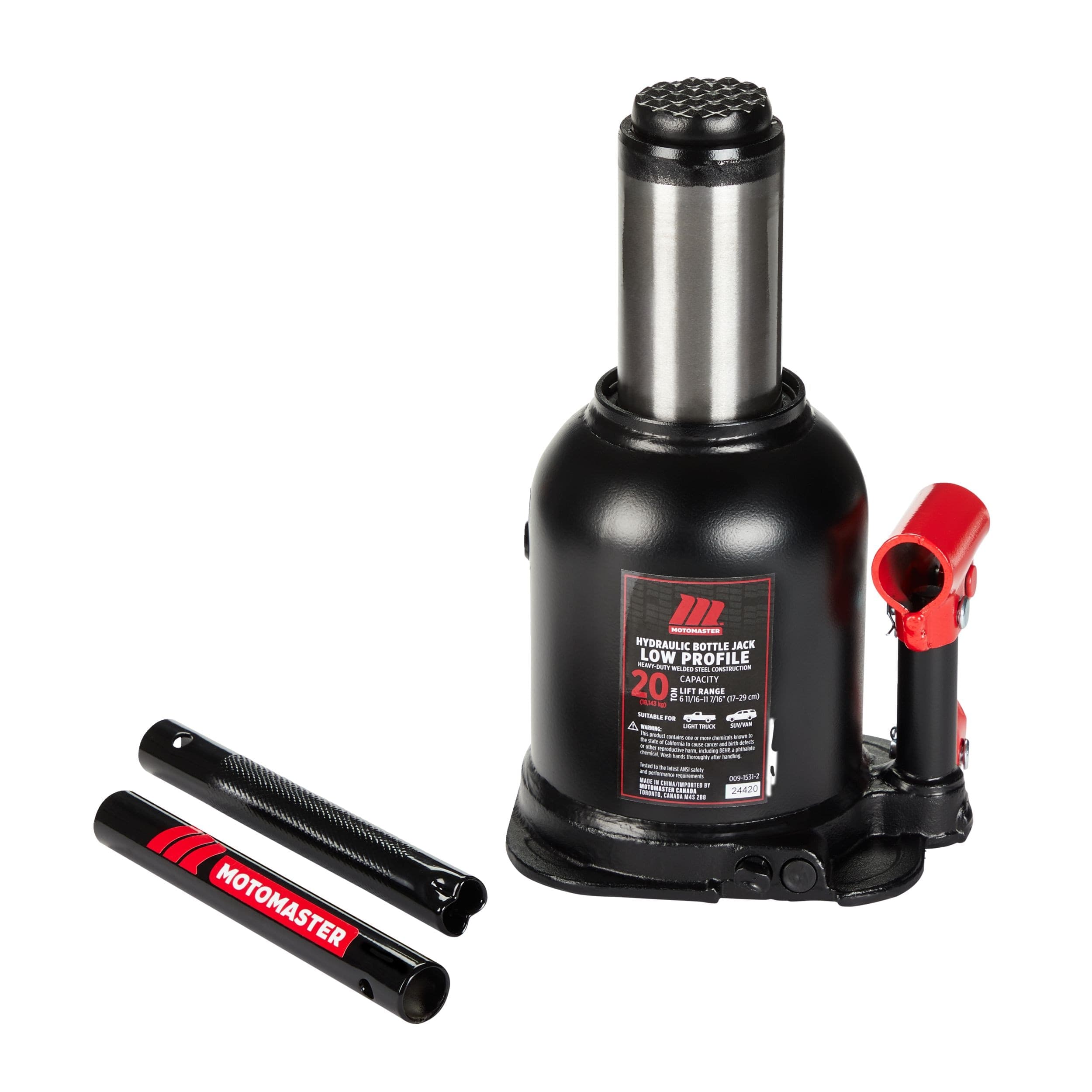 MotoMaster Heavy-Duty Low Profile Jack/Hydraulic Bottle Jack, 20-Ton
