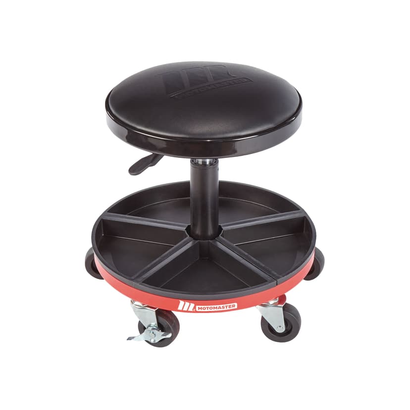 MotoMaster Heavy-Duty Adjustable Pneumatic Rolling Stool w/ Tool Tray, 300-lb