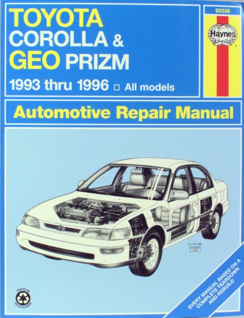Toyota Corolla & Geo Prizm 1993 thru 2002Haynes Repair Manual, 92036