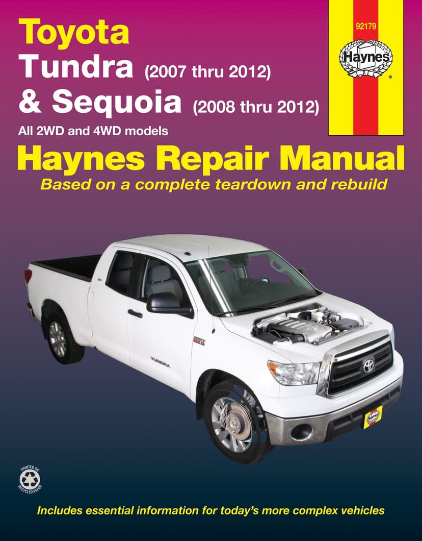 Toyota Tundra 2007 thru 2012 & Sequoia 2008 thru 2012, Haynes Repair Manual, 92179