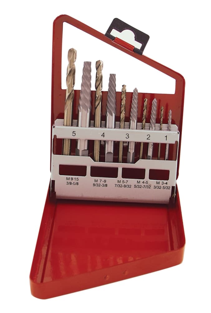 OEMTOOLS® Bolt Extractor Set for Mechanical & Automotive Jobs, 10-pc, Multi Sizes, 44467
