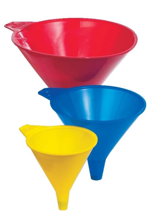Stacked Funnels Set, 3-pk Assorted Sizes (4", 6", 8") in Durable Polyethylene