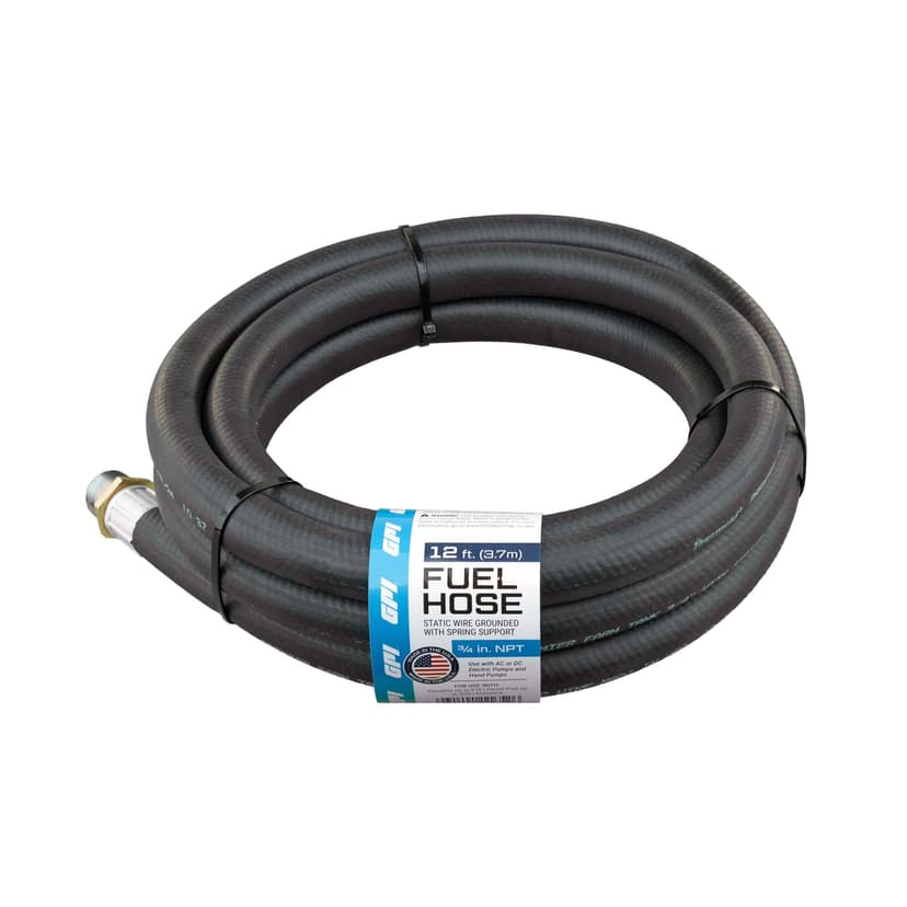 GPI Hose Fuel Assembly, 3/4-in x 12-ft, 3/4-in NPT, AG, Pop Tag