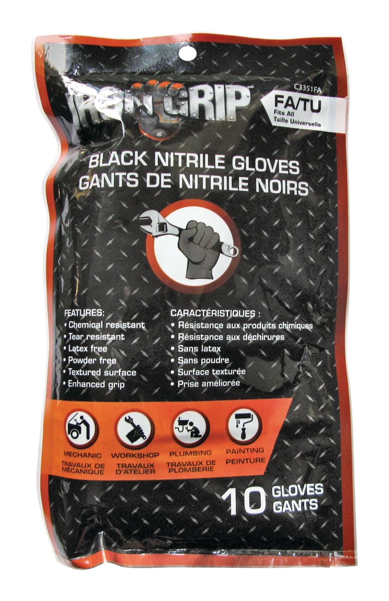 Iron Grip Nitrile Gloves, 10-pk