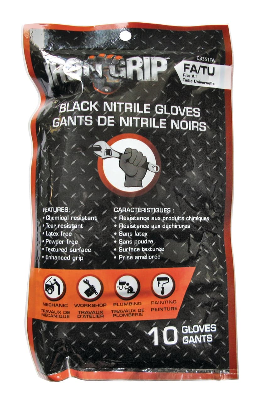 Iron Grip Nitrile Gloves, 10-pk