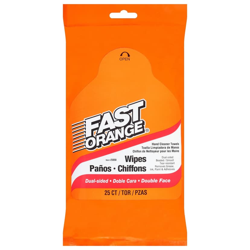 Fast Orange Multi-Purprose Textured Hand Wipes with Aloe Vera, 25-pk