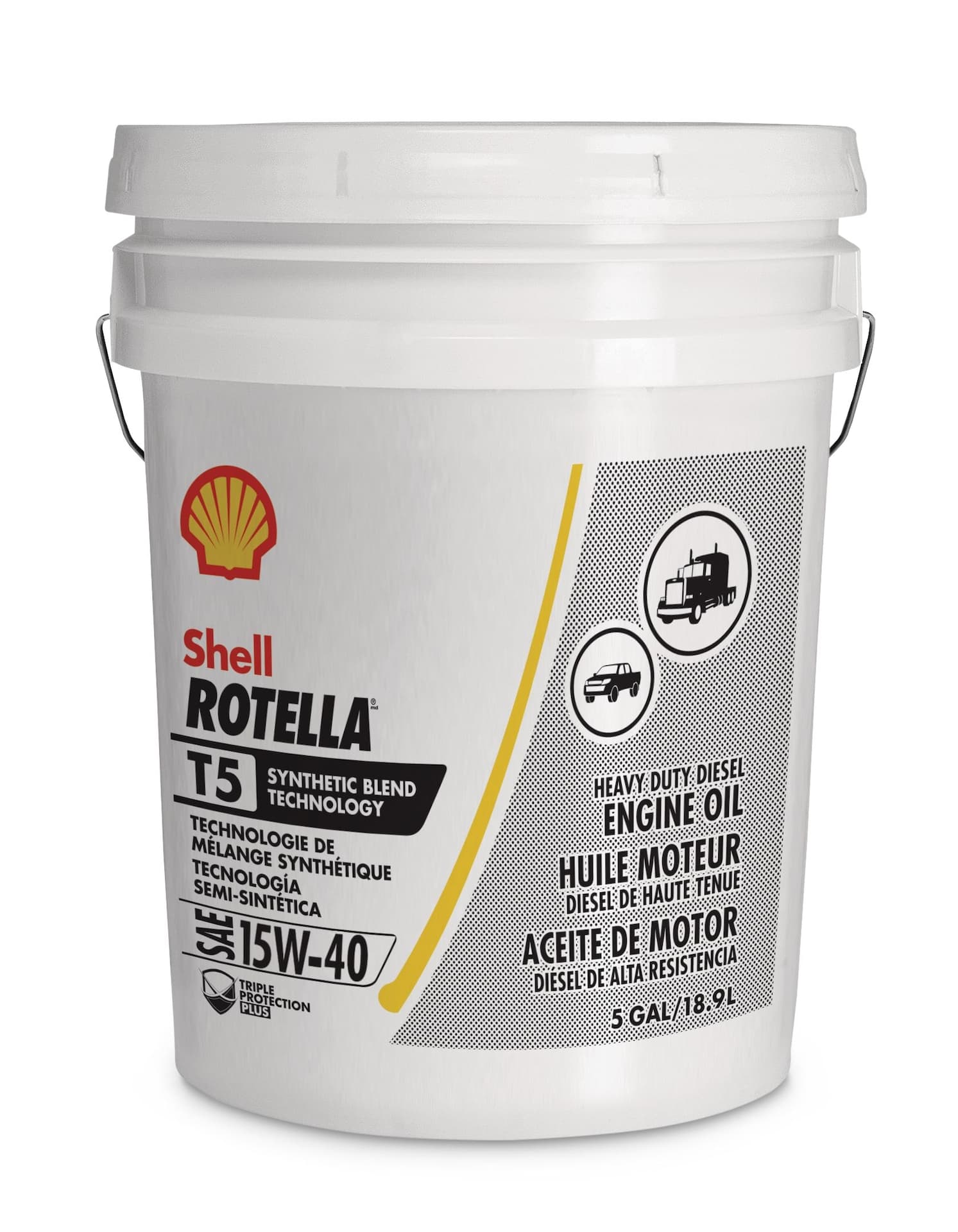 Shell Rotella T5 15W40 Synthetic HD Diesel Engine/Motor Oil, Pail, 18.9-L