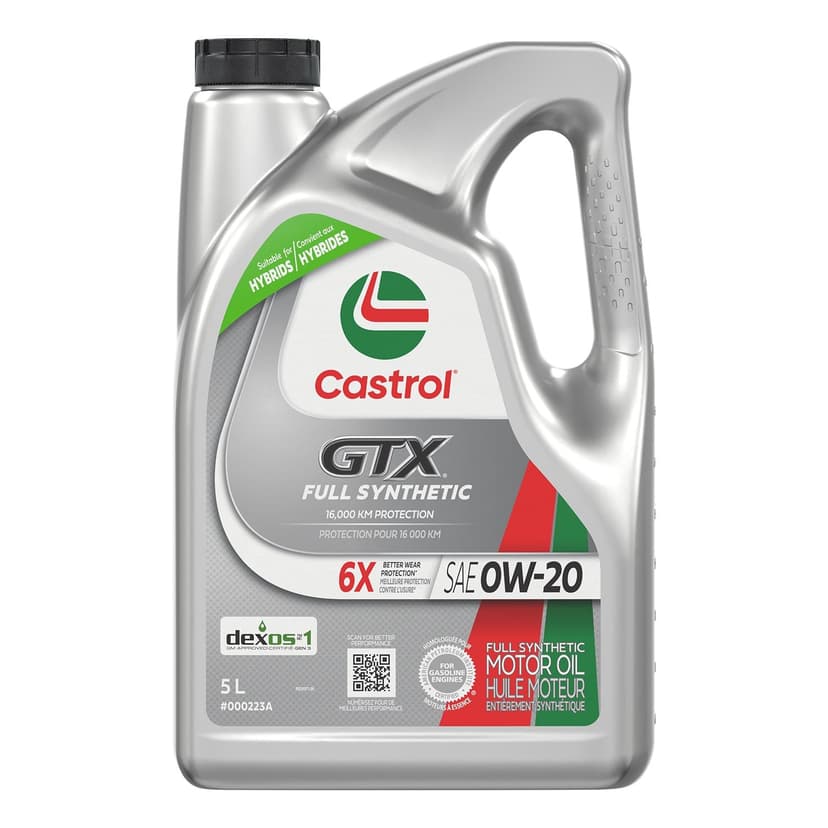 Castrol GTX Full Synthetic 0W-20 Motor Oil, 5-L