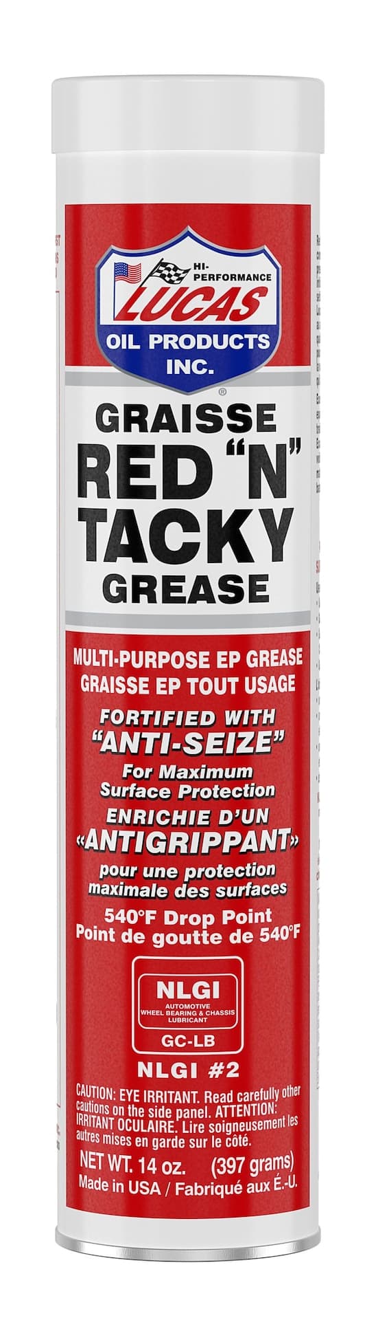 Lucas Oil Red "N" Tacky Grease Cartridge Multi-Purpose EP Grease, 14-oz