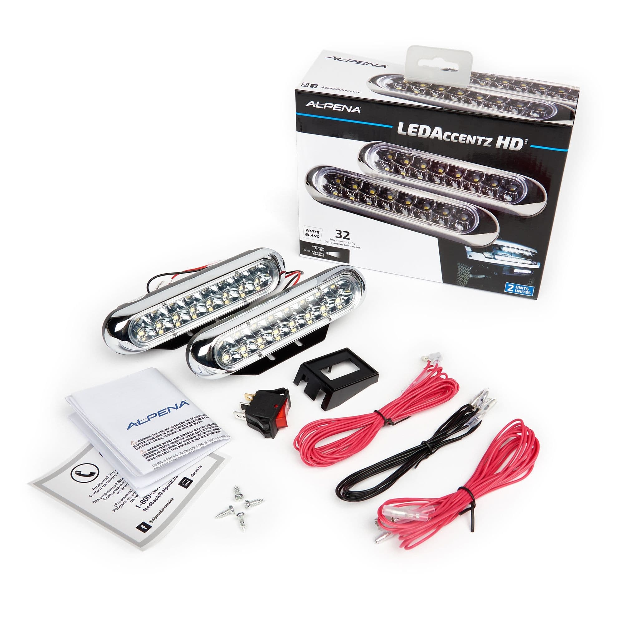 Alpena Accentz HD Auxiliary White LED Accent Lights Kit, 2-pk