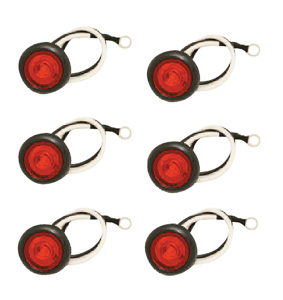 MotoMaster LED Penny Clearance/Marker Light with Polycarbonate Lens, Includes Grommets, Red, 6-pk