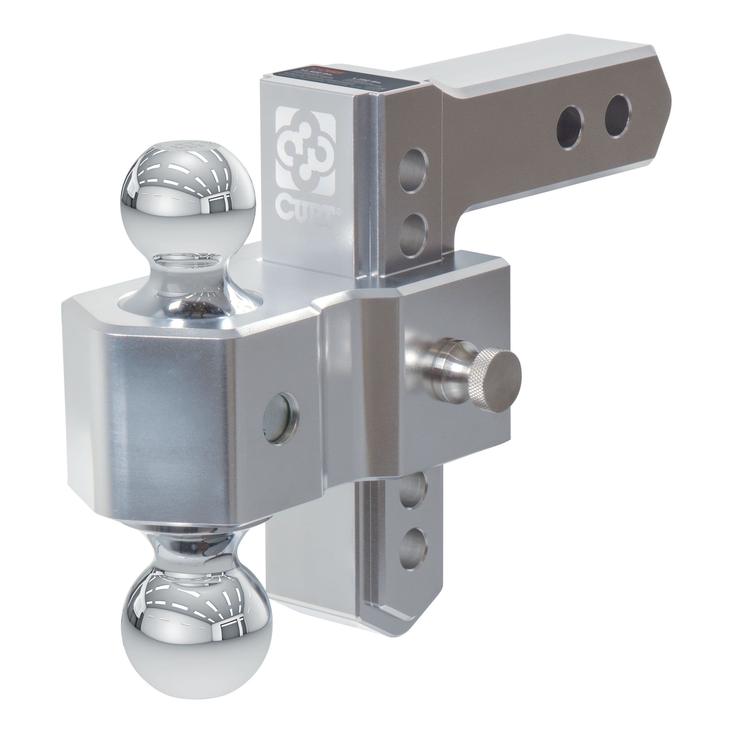 CURT 45363 AlumaLite Adjustable Aluminum Trailer Hitch with Dual Balls and 5.5-in Drop, 12,500-lb Capacity