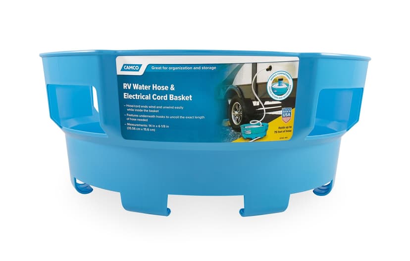 CAMCO 20166 Water Hose & Electrical Cord RV Basket, 19 x 8-in, Blue