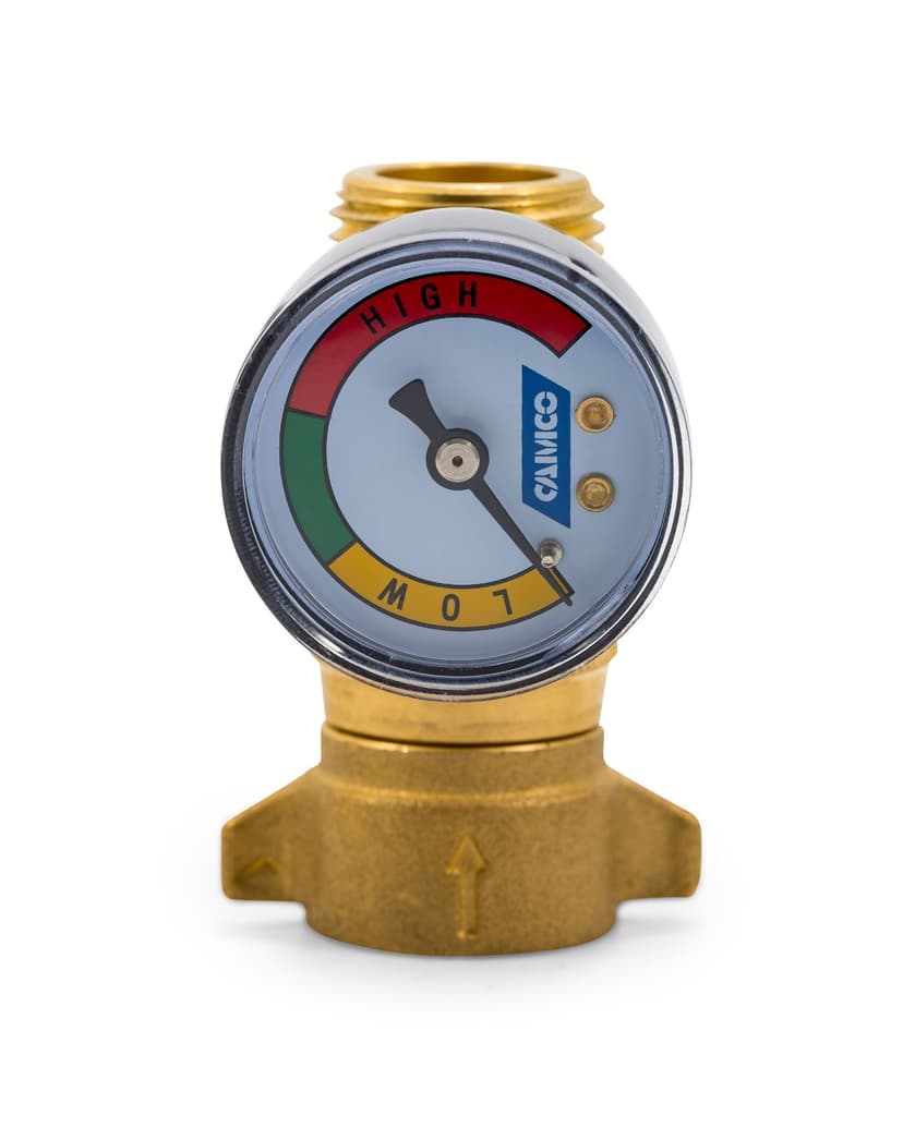 CAMCO 40064 Brass RV Water Pressure Regulator with Guage