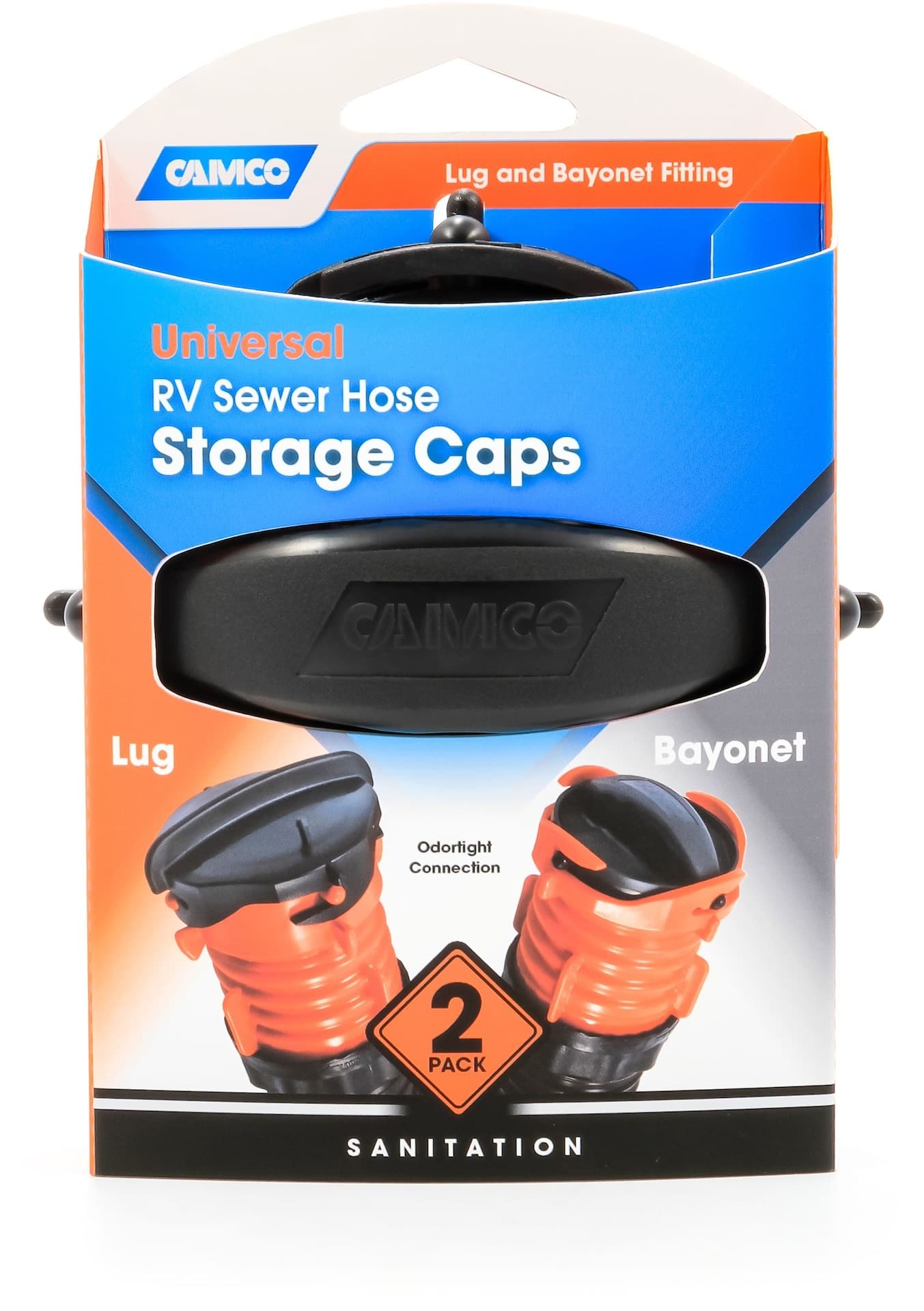 CAMCO 39752 Lug & Bayonet Fitting RV Sewer Hose Storage Caps, 2-pc