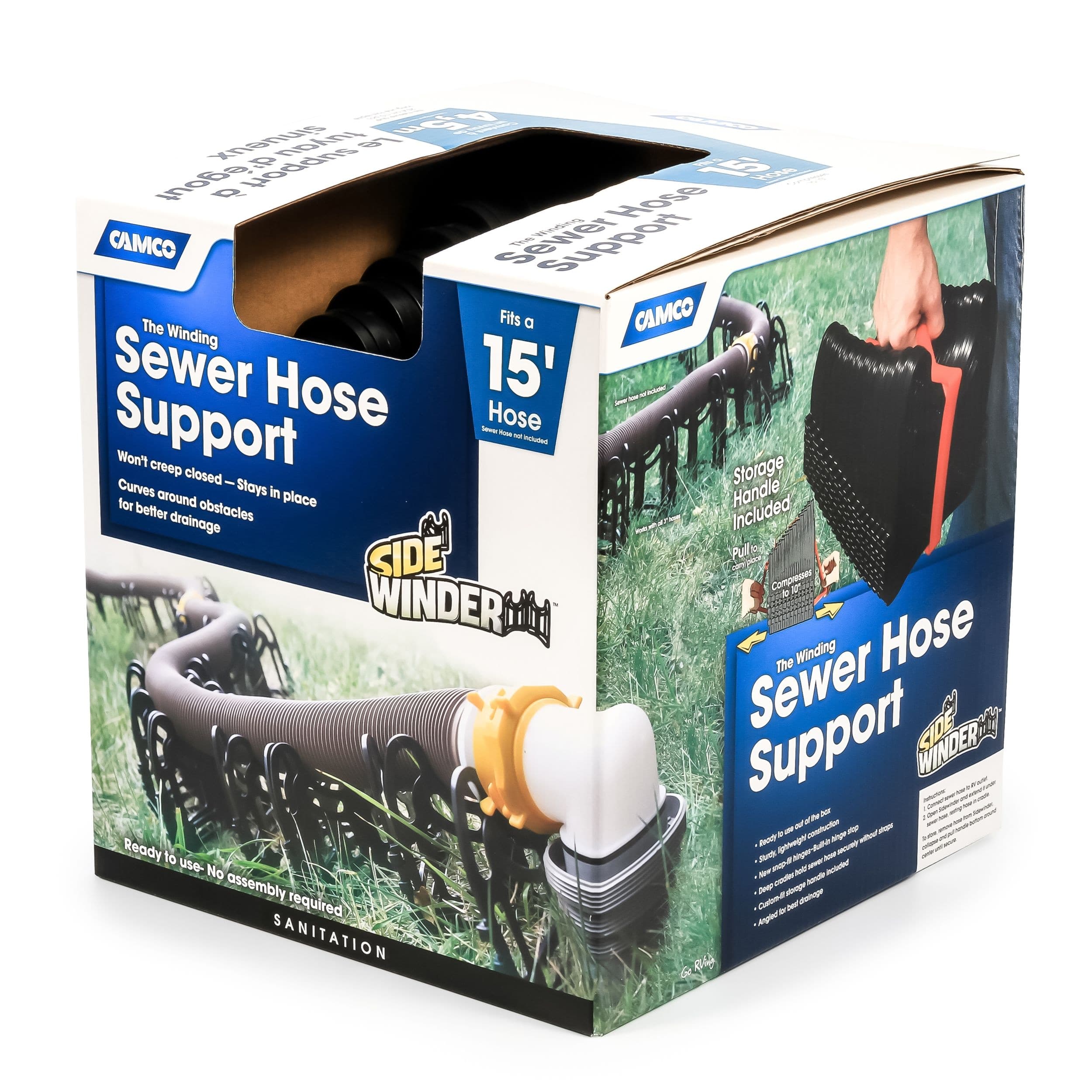 CAMCO 43041 Sidewinder Plastic RV Sewer Hose Support, 15-ft