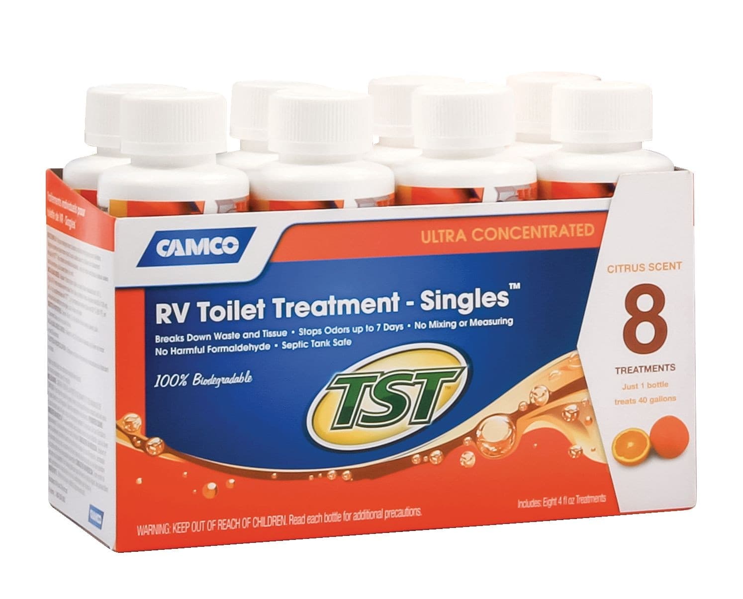 CAMCO TST Orange Scent Ultra Concentrated RV Holding Tank/Toilet Treatment, 118mL, 8-pk