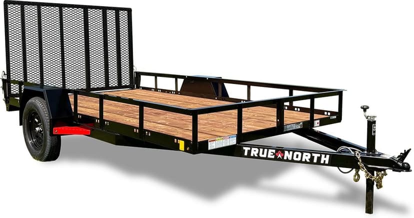 True North 77-in x 12-ft Utility Trailer With Gate, Black