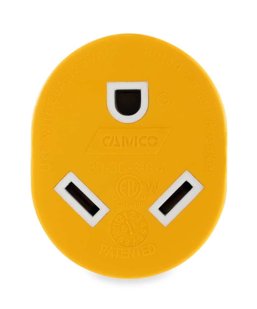 CAMCO 55333 30-Amp M125V / 3750W Power Grip RV Generator Adapter, L5-30 To 5-15 (2)